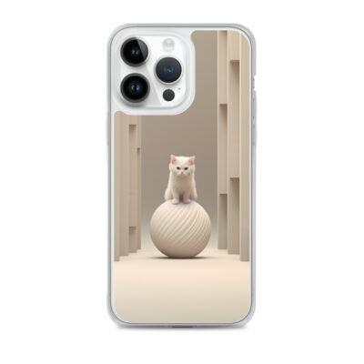 White Cat Sitting On A Ball Clear Case for iPhone®