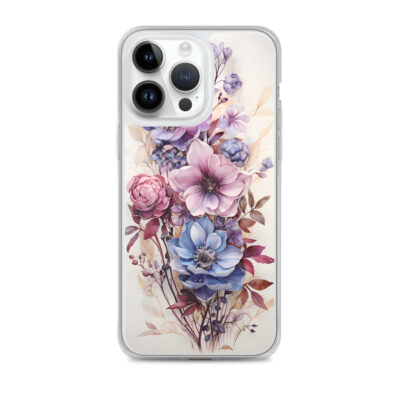 Blue And Pink Flowers Clear Case for iPhone®