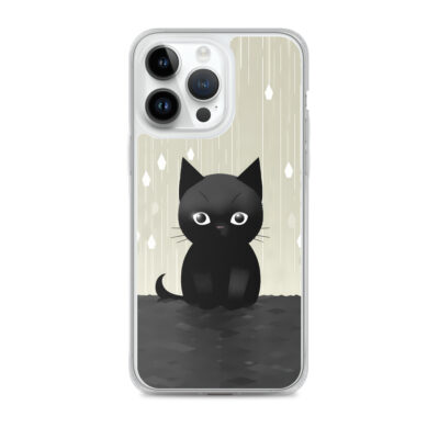 Minimalistic Art Of A Cat In Rain Clear Case for iPhone®