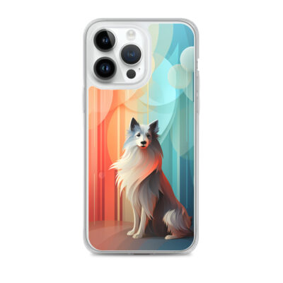 Minimalistic Art Of A Dog With Blue And Orange Background Clear Case for iPhone®