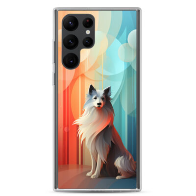 Minimalistic Art Of A Dog With Blue And Orange Background Clear Case for Samsung®